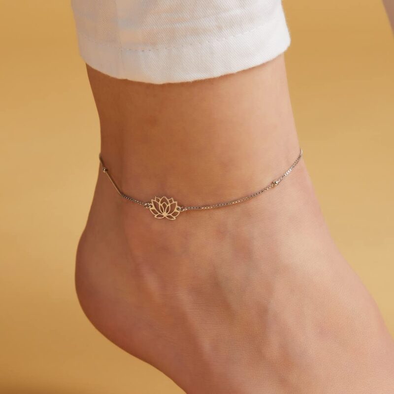 ZAVYA 925 Sterling Silver Designer Lotus Floral Rhodium Plated Adjustable Chain Anklet (Single) | Gift for Women & Girls | With Certificate of Authenticity & 925 Hallmark - Image 2