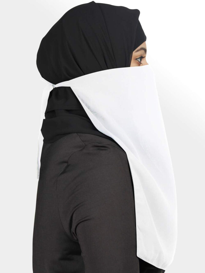 MyBatua Half Niqab Long Nose piece In Breathable Georgette, Wholesale Price, 1pc Face Veil NQ-002 (white) - Image 3