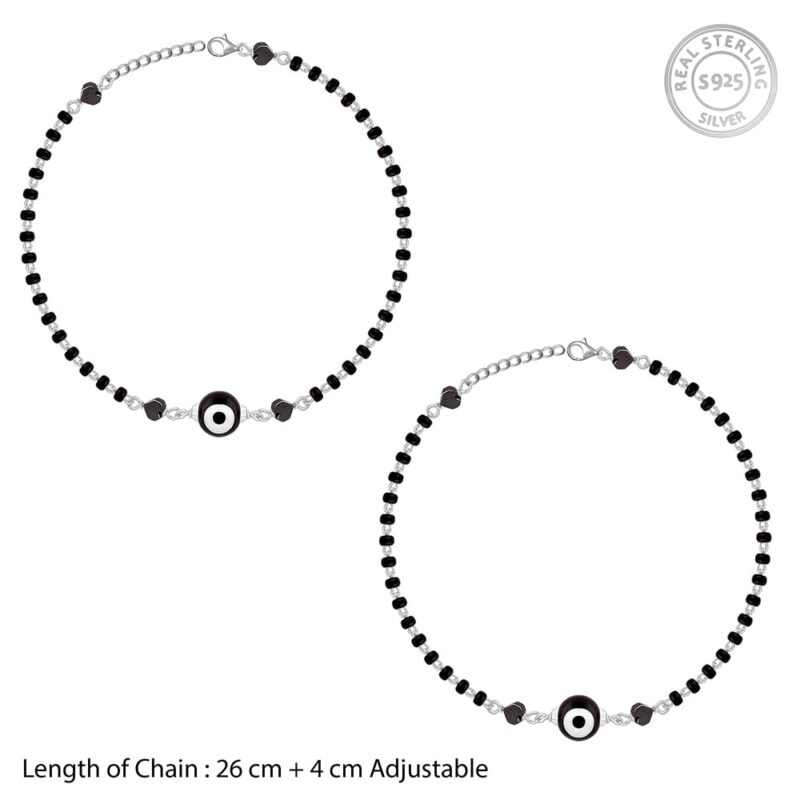 GIVA 925 Silver Black Evil Eye Anklet,Single | Gifts for Women and Girls | With Certificate of Authenticity and 925 Stamp | 6 Months Warranty - Image 4