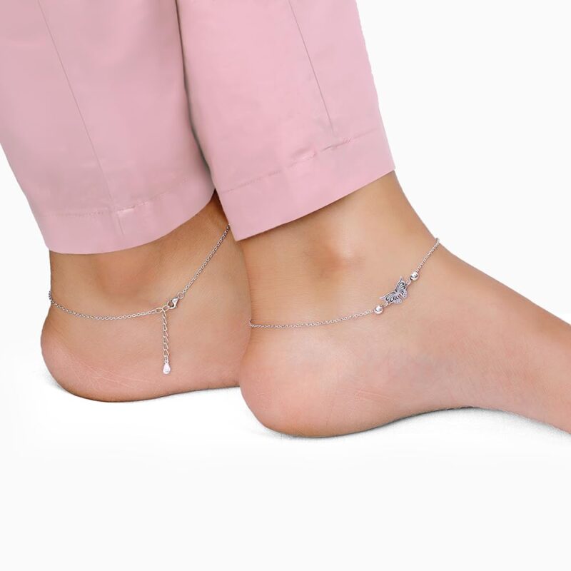 GIVA 925 Silver Gypsy Butterfly Anklet,Single | Anklets for Women and Girls | With Certificate of Authenticity and 925 Stamp | 6 Months Warranty - Image 2