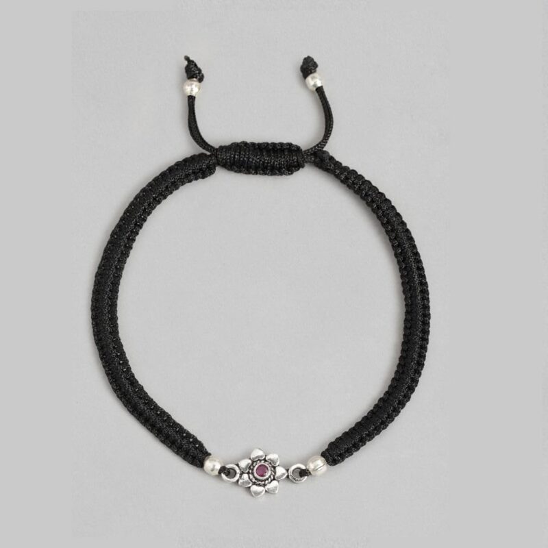 ZAVYA 925 Sterling Silver Designer Floral Rhodium Plated Adjustable Thread Anklet (Single) | Gift for Women & Girls | With Certificate of Authenticity & 925 Hallmark - Image 3