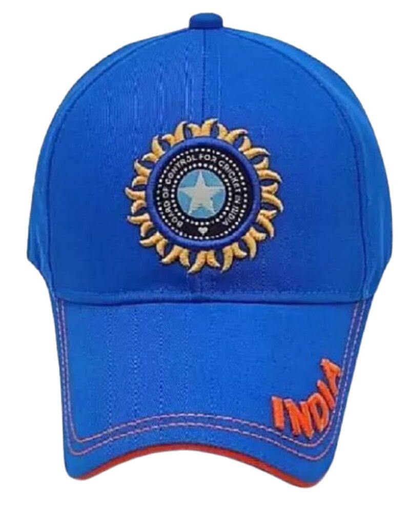 FY LANE Cotton India Cricket Cap Original Quality Head Caps for Men Unisex Mens Cap Adjustable Buckle Caps Men Women for All Sports Cricket Cap (Black+White+Blue), Free Size - Image 2