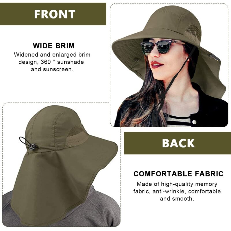 Gustave® Wide Brim Summer Caps for Men&Women Hat for Men with Neck Flap, UPF50+ Hiking Safari Fishing Hat for Men Women, Sun Protection Beach Hats, Sun Hats for Women Summer Hat, Sun Hats - Image 5