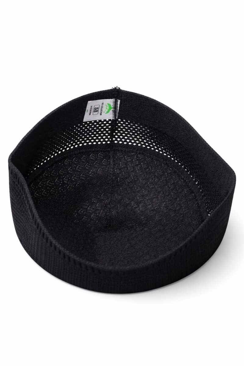 BR Collection Muslim Imported Namaz Prayer Cap For All Day Namaz Wear Blessed Kufi Cap | Gift set for others Hadia | Perfect & Stylish Printed | Kabaa Design | (IN, Alpha, XL, Black Plain) - Image 2