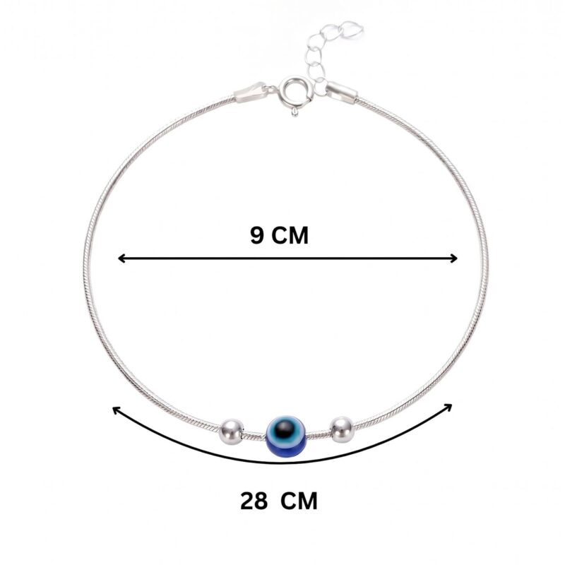 925siller Anklet for Women, Single | Pure 925 Silver Evil Eye Ball Payal | Charm Anklet for Party, Wedding, Office & Everyday Wear | Gift for Women & Girls - Image 6