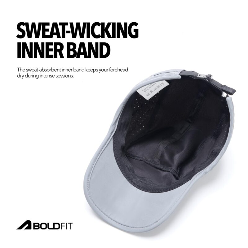 Boldfit Cap for Men Snapback Mens Cap Stylish Quick Dry Unisex Mens Caps for Women Sun Protection HeadCap for Boys Sports Headwear for Man Summer Caps for Men Baseball, Cricket - Gray - Image 4