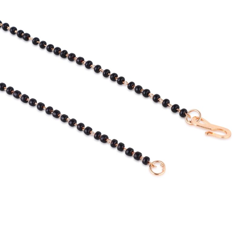 Nilu's Collection Rose Gold Plated American Diamond Mangalsutra with Black Beads For Women (Style 1) - Image 6