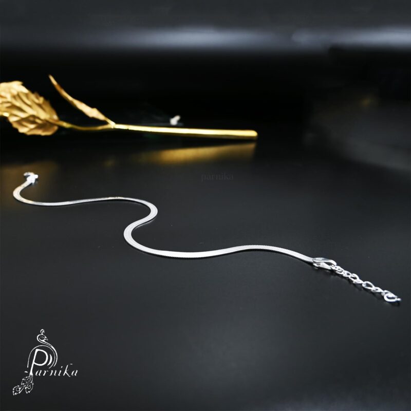 Parnika MJ 925 Beautiful Silver Payal Anklets In Pure 92.5 Sterling Silver For Women & Girls | With Certificate Of Authenticity | Pure Chandi Payal | Gift For Her |(Flat Snake - Pair) - Image 6