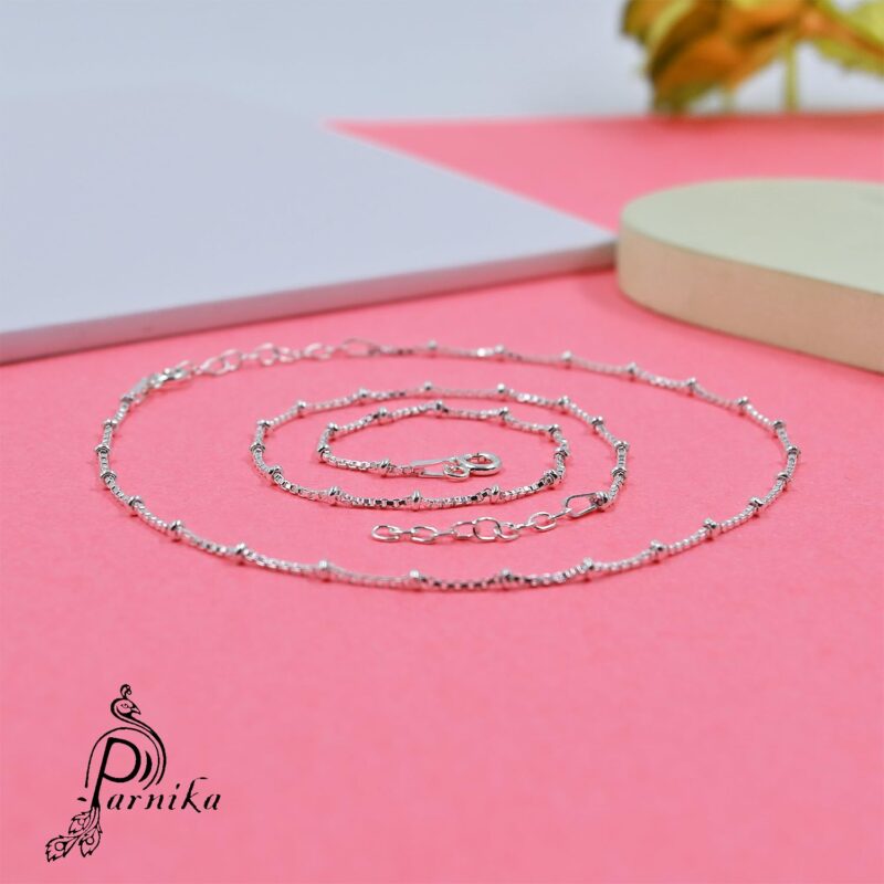 Parnika MJ 925 Beautiful Silver Payal Anklets In Pure 92.5 Sterling Silver For Women & Girls | With Certificate Of Authenticity | Pure Chandi Payal | Gift For Her |(Box - Pair) - Image 4