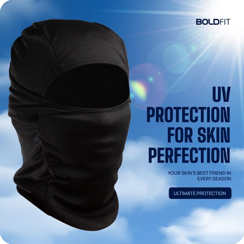 Boldfit face mask for Bikers Full face mask for Bikers Helmet Head Cover Balaclava for Men Bike Riding & Biker Head Cover for Helmet for Men Balaclava for Adult Black Masks for Bike Riding - Black - Image 3