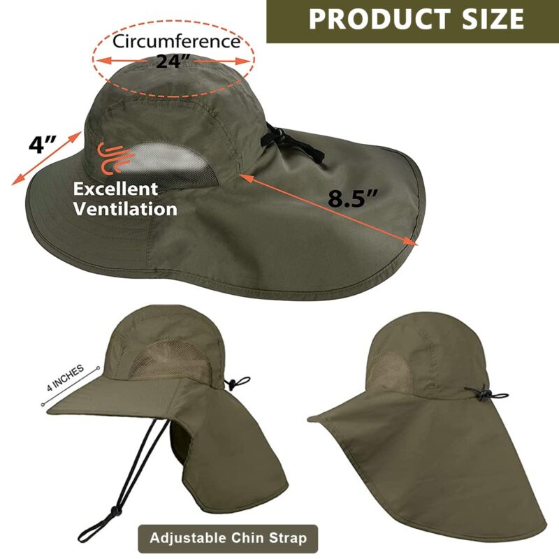 Gustave® Wide Brim Summer Caps for Men&Women Hat for Men with Neck Flap, UPF50+ Hiking Safari Fishing Hat for Men Women, Sun Protection Beach Hats, Sun Hats for Women Summer Hat, Sun Hats - Image 2