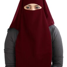 MyBatua 3 Layers Saudi Niqab Hijab In Breathable Georgette, , 1pc Face Veil NQ-003 (maroon), For Female