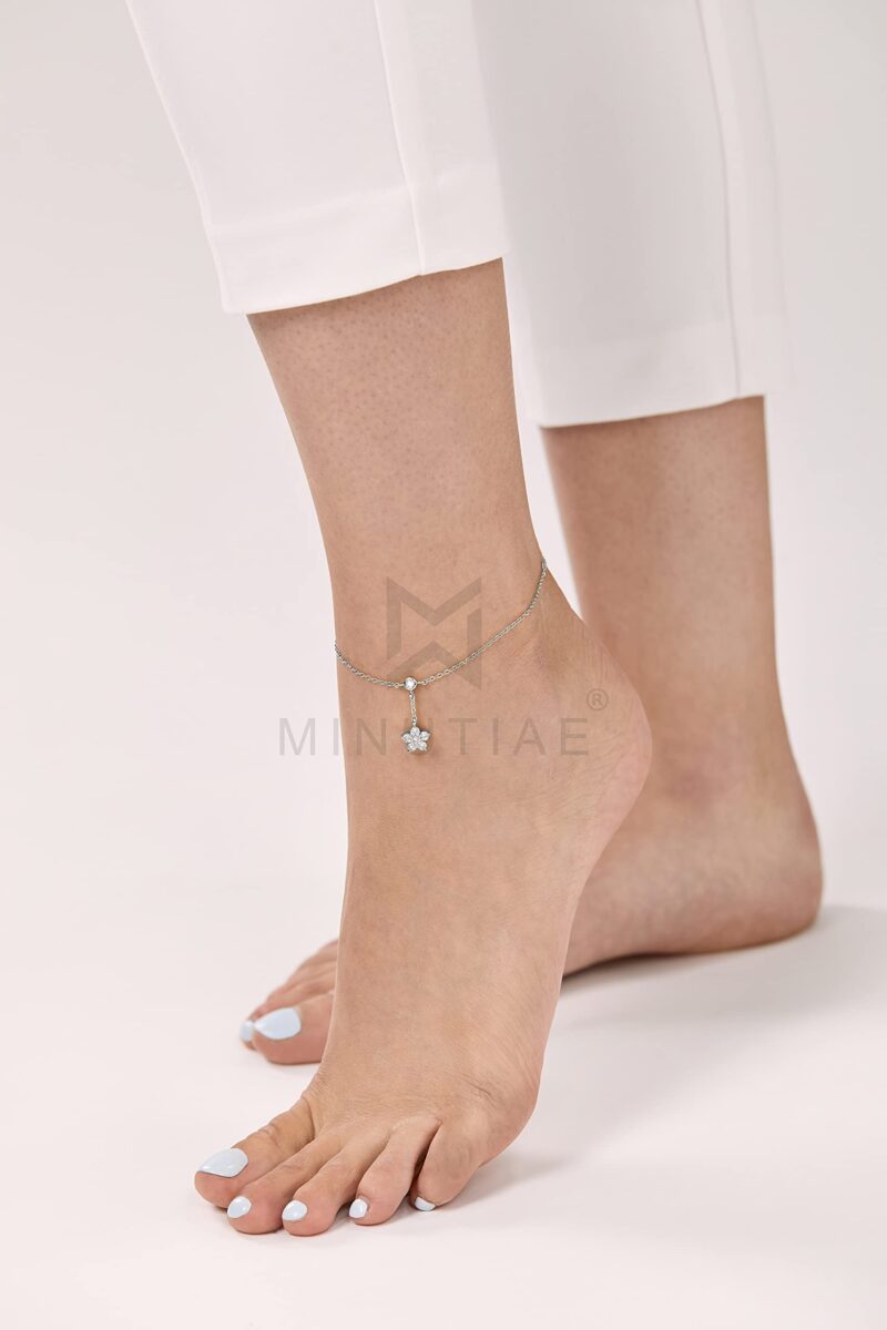 MINUTIAE Silver Plated Anklet Star Shape With Solitaire Crystal Painjan Payal For Women and Girls - Image 2