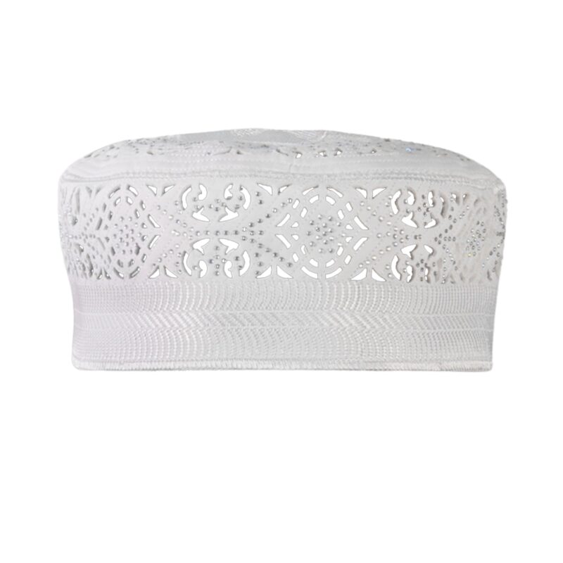 ZOAS Muslim Namaz Cap (Topi) for Men's for Islamic Prayer (Namaz) in Off-White Color with Little Stars with Shiny Look (Large) - Image 2