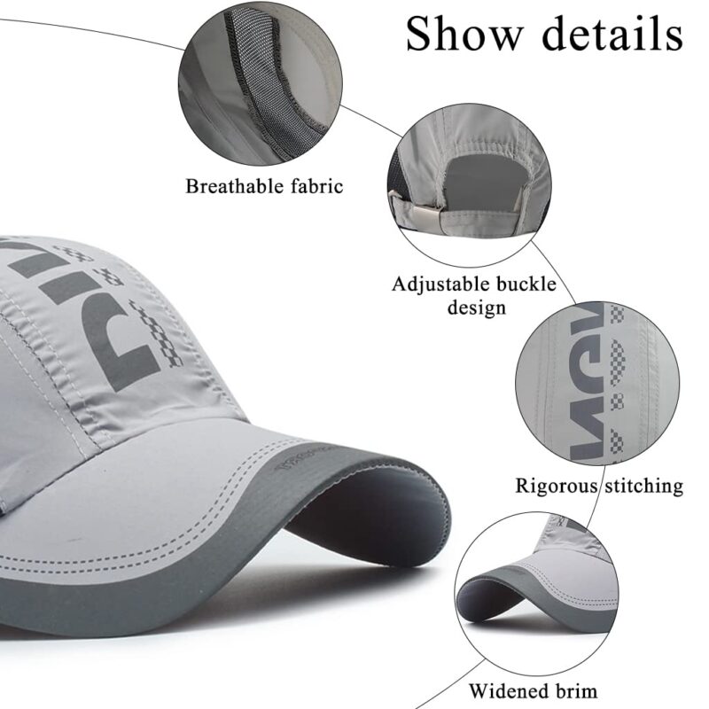 Zibuyu Baseball Caps for Men Women Sports Cap Breathable Cotton Cap Outdoor Fishing Hiking Adjustable Buckle Closure Summer Cap - Grey - Image 2