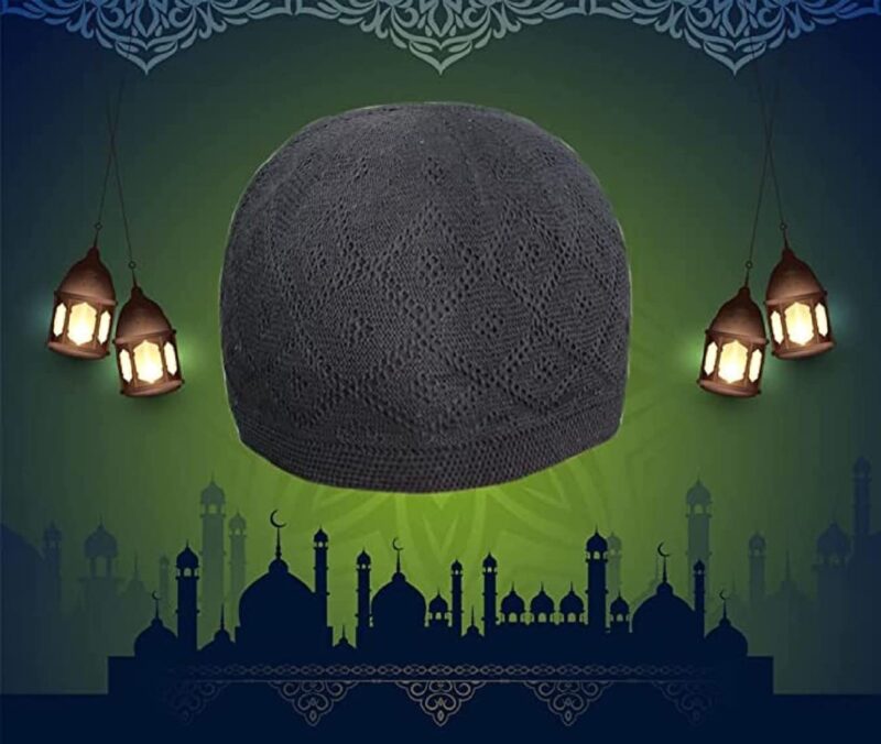capiteum Cap House Muslim Sufi Cap Islamic for namaz (Prayer) topi (Cap) for Men's in Color (Black) - Image 4