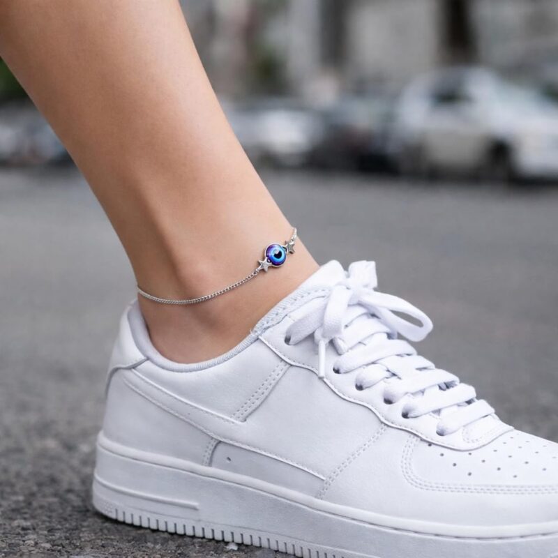 High Trendz Evil Eye Anklet for Women & Girls | Silver Plated Nazar Charm Anklet | Adjustable Minimal Foot Jewellery | Gift for Birthday, Rakhi, Valentine (Silver- 4) - Image 6
