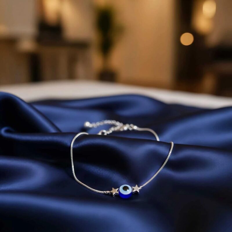 High Trendz Evil Eye Anklet for Women & Girls | Silver Plated Nazar Charm Anklet | Adjustable Minimal Foot Jewellery | Gift for Birthday, Rakhi, Valentine (Silver- 4) - Image 5