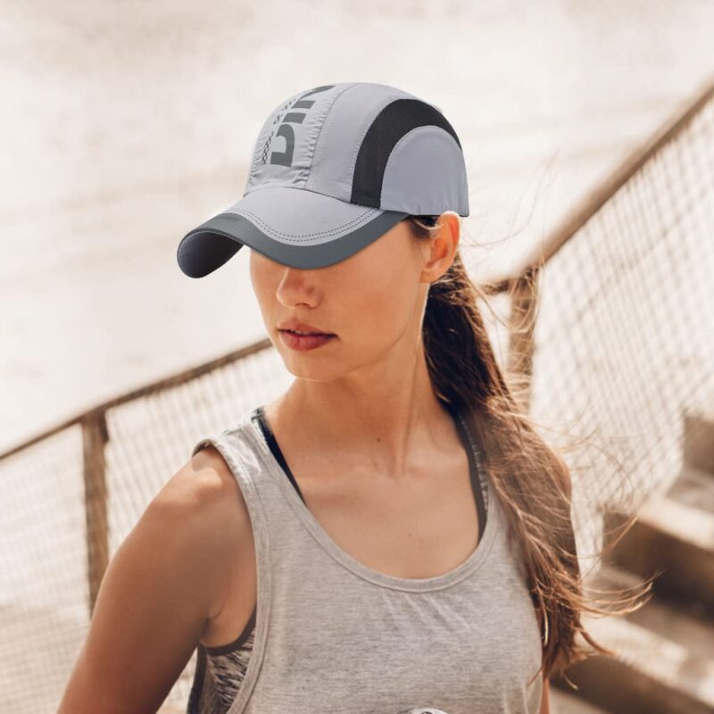 Zibuyu Baseball Caps for Men Women Sports Cap Breathable Cotton Cap Outdoor Fishing Hiking Adjustable Buckle Closure Summer Cap - Grey - Image 6