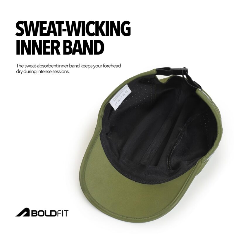 Boldfit Cap for Men Snapback Mens Cap Stylish Quick Dry Unisex Mens Caps for Women Sun Protection HeadCap for Boys Sports Headwear for Man Summer Caps for Men Baseball, Cricket - Army Green - Image 4