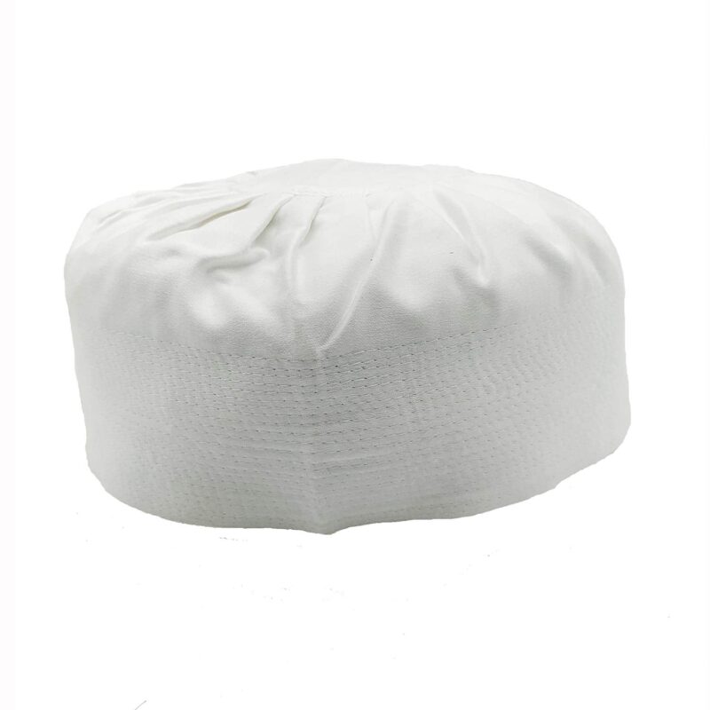 Cotton Shahid Cap House Round Shape Sufi Muslim NAMAZ Prayer Cap For Men's (22.5) White And Black, Free Size - Image 2