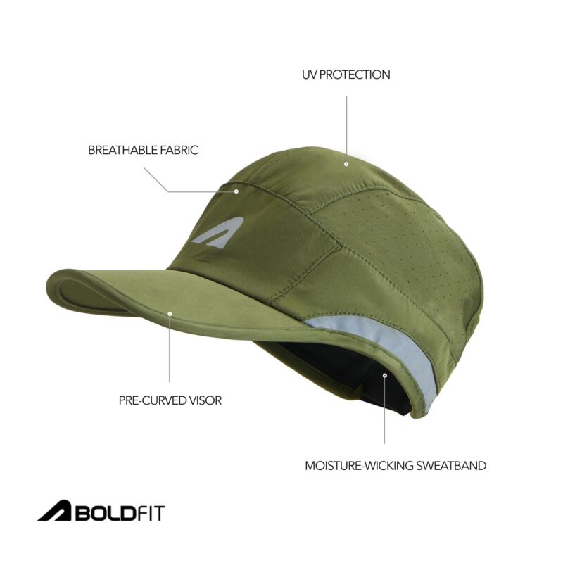 Boldfit Cap for Men Snapback Mens Cap Stylish Quick Dry Unisex Mens Caps for Women Sun Protection HeadCap for Boys Sports Headwear for Man Summer Caps for Men Baseball, Cricket - Army Green - Image 3