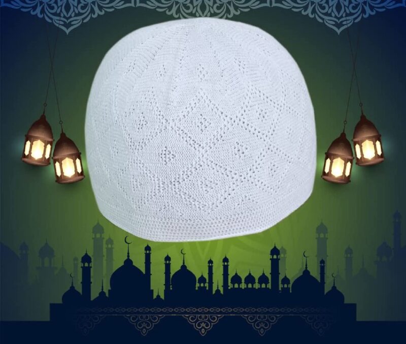 FY LANE Sufi Round Shape Muslim Islamic namaz Prayer Cap/topi for Men's (White) - Image 3