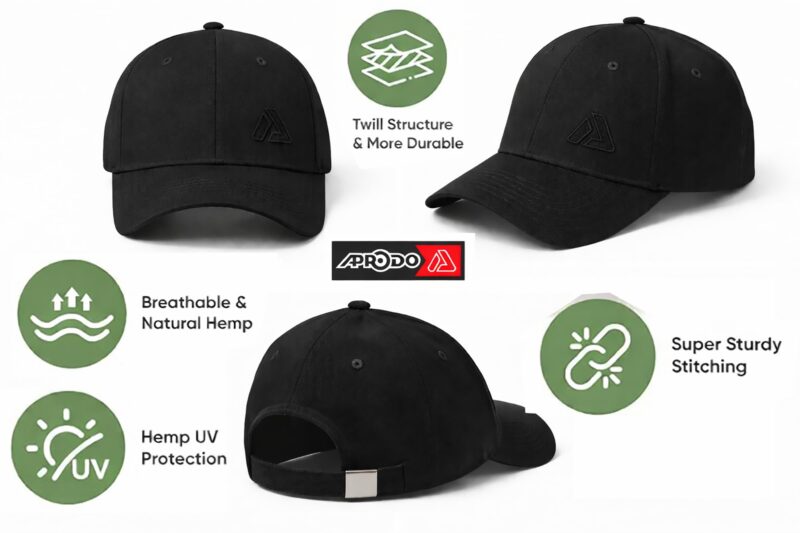 Aprodo Adjustable Cap for Men & Women | Lightweight Breathable Unisex Hat for Sun Protection | Ideal Headwear for Workout, Travel, Outdoor Activities & Sports | One Size Fits for All (Black) - Image 4