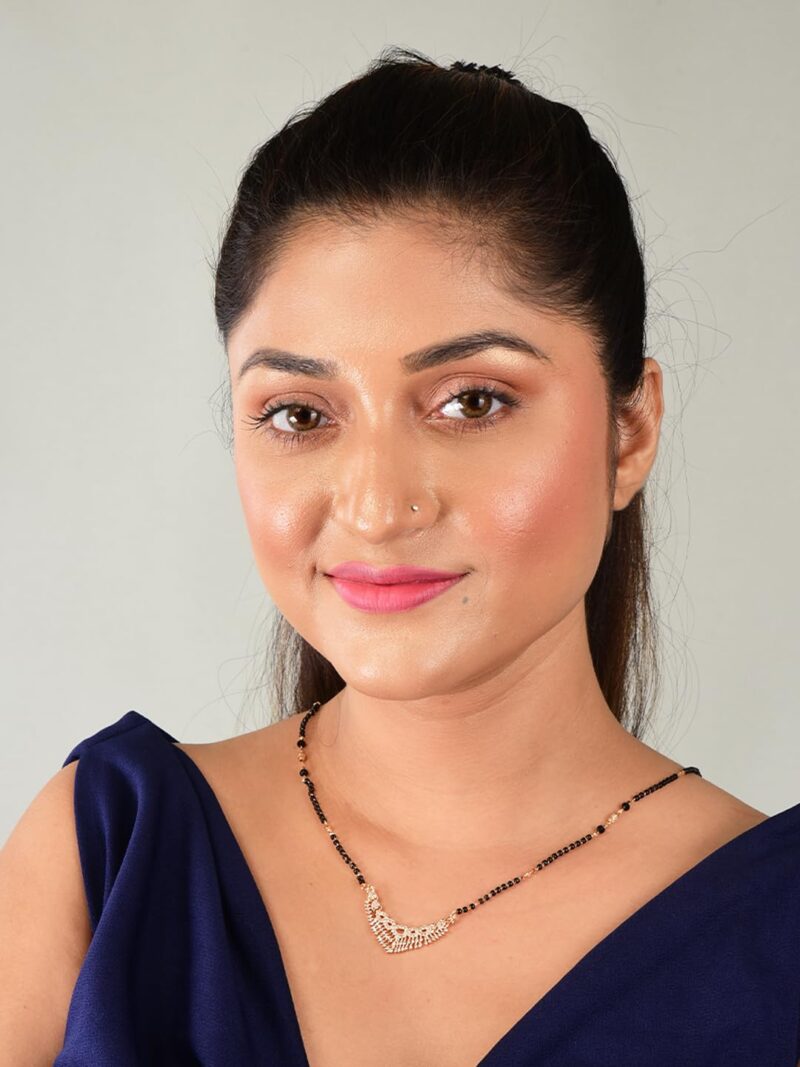 Nilu's Collection Rose Gold Plated American Diamond Mangalsutra with Black Beads For Women (Style 1) - Image 3