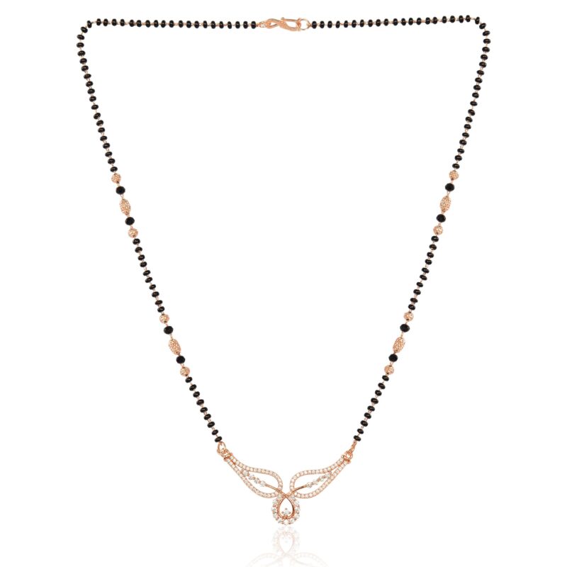 Nilu's Collection Rose Gold Plated Mangalsutra With Black Bead Chain For Women (Style 4)