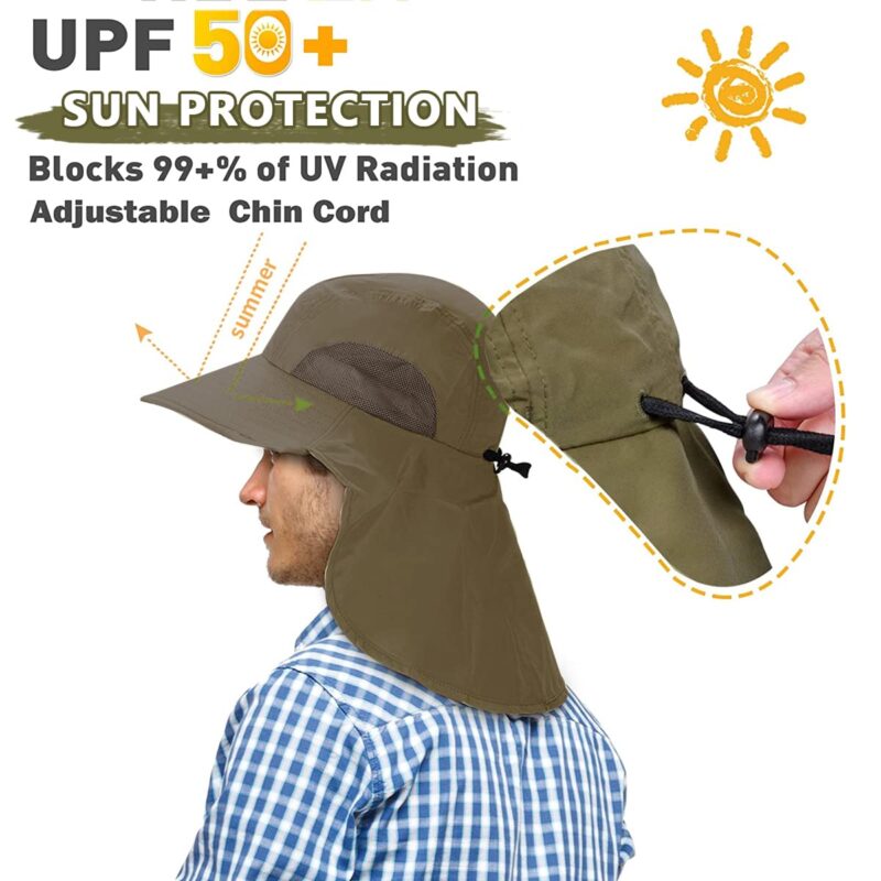 Gustave® Wide Brim Summer Caps for Men&Women Hat for Men with Neck Flap, UPF50+ Hiking Safari Fishing Hat for Men Women, Sun Protection Beach Hats, Sun Hats for Women Summer Hat, Sun Hats - Image 6