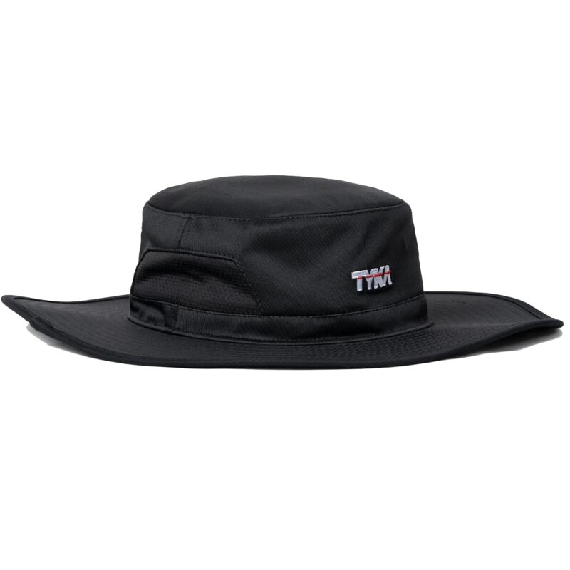 TYKA Cricket Umpire Panama Hat | Wide Brim Sun Protection Hat with Sweat-Absorbent Towel Lining | Lightweight & Breathable Headwear for Cricket Matches (in, Alpha, L, Black)