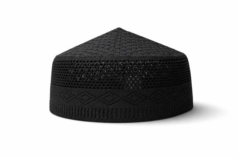 BR Collection Muslim Imported Namaz Prayer Cap For All Day Namaz Wear Blessed Kufi Cap | Gift set for others Hadia | Perfect & Stylish Printed | Kabaa Design | (IN, Alpha, XL, Black Plain)