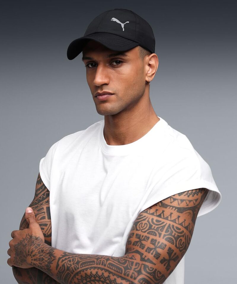 PUMA Poly Cotton Cap IND – Stylish and Sporty Six-Panel Cap with Curved Visor, Adjustable Hair-Safe Closure, and Iconic Cat Logo for All-Day Comfort Black - Image 2