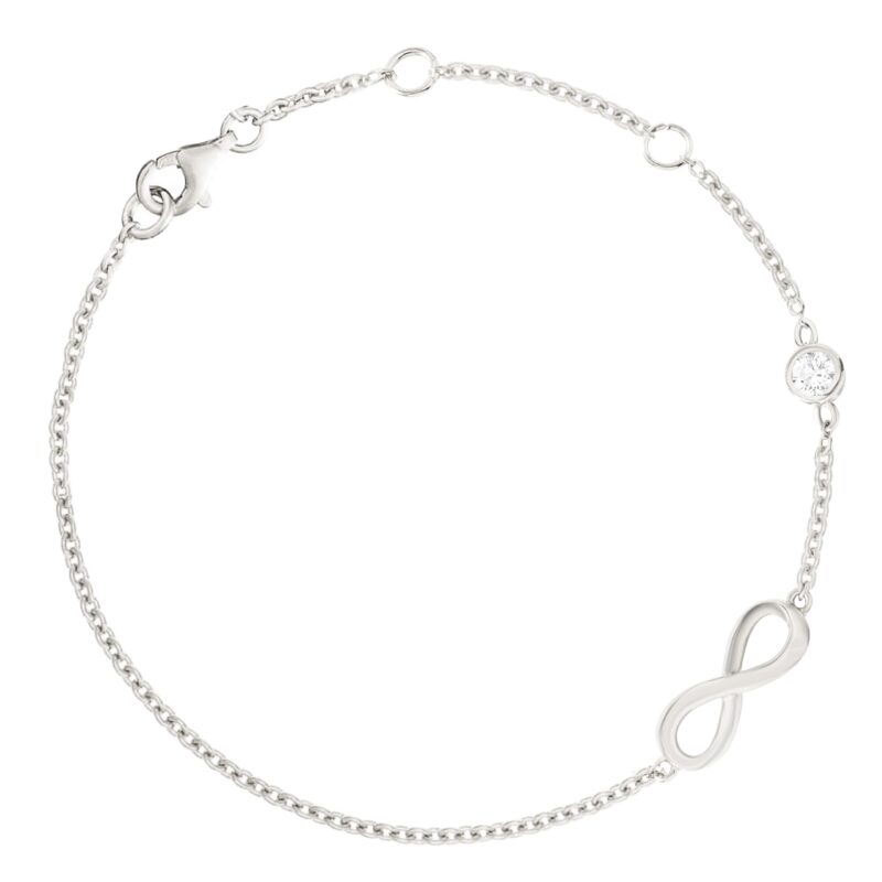 MINUTIAE Infinity Shape Anklet With Solitaire Crystal Diamonds Painjan Payal Leg Chain Foot Jewellery For Women and Girls (Silver)