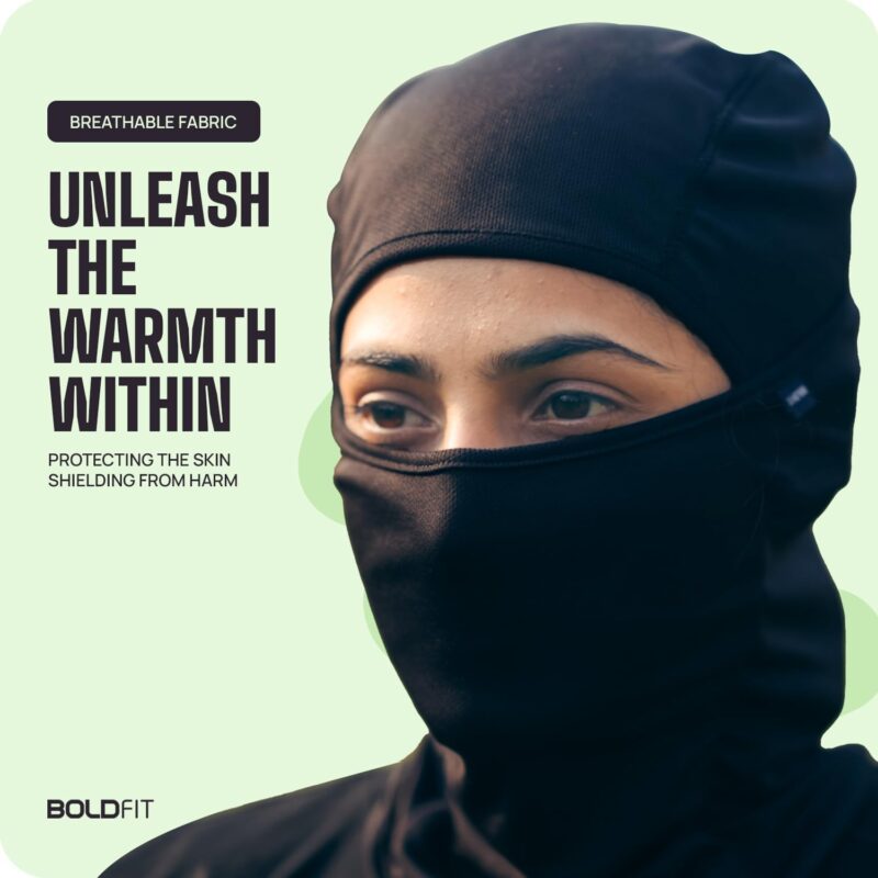 Boldfit face mask for Bikers Full face mask for Bikers Helmet Head Cover Balaclava for Men Bike Riding & Biker Head Cover for Helmet for Men Balaclava for Adult Black Masks for Bike Riding - Black - Image 8