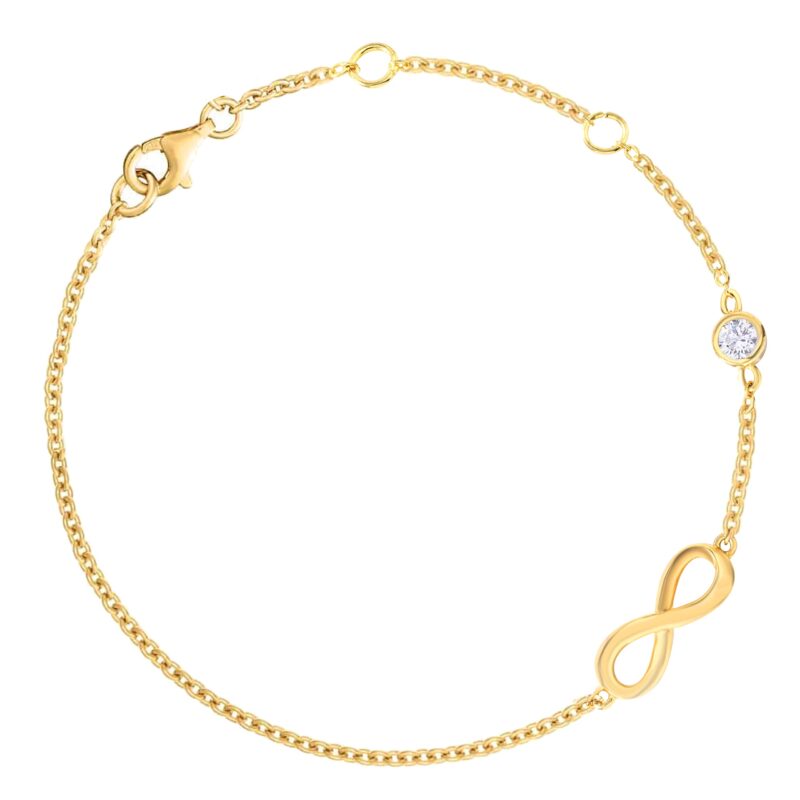 MINUTIAE Infinity Shape Anklet With Solitaire Crystal Diamonds Painjan Payal Leg Chain Foot Jewellery For Women and Girls (Gold)