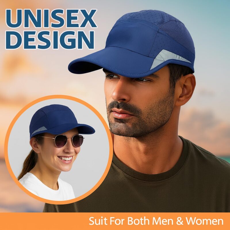 HSR Unstructured Reflective Lightweight Breathable Stylish Sports Soft Hat Cap For Men And Women (Navy Blue, Polyester, Free Size) - Image 5