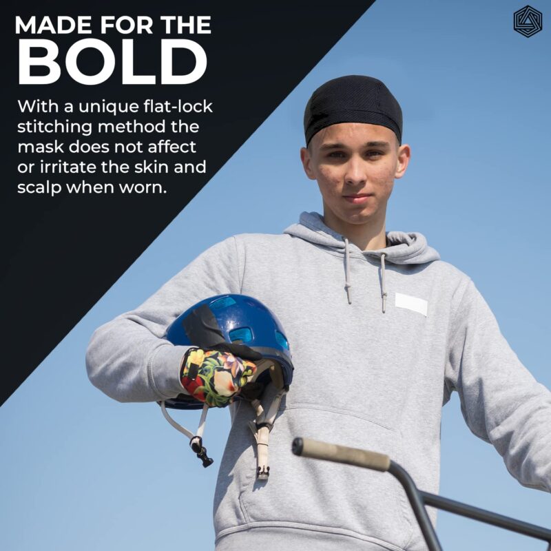 Boldfit Helmet Skull Cap for Men Bike Cotton Head for Man Motorcycle Hair Cover for Bikers Sweat Cooling Toppa for Cycling Gear Accessories for Summer and All Season Boys, Girls & Women - Black - Image 7