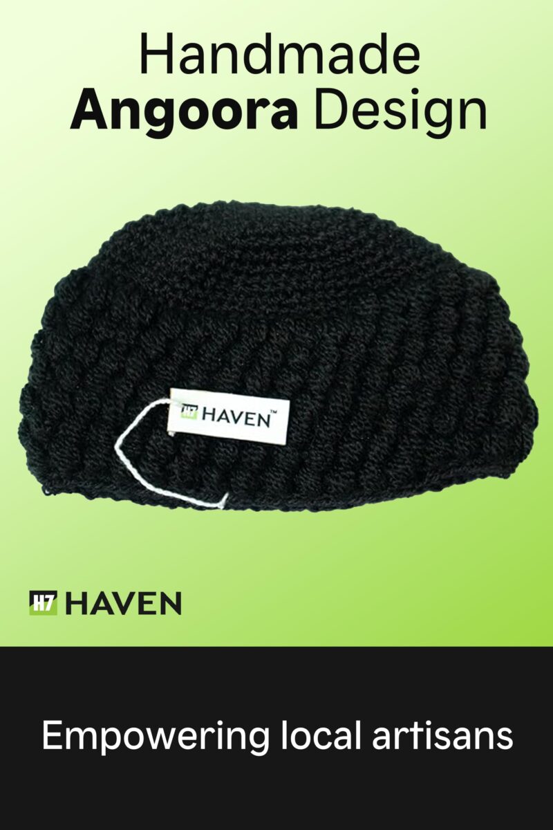 H7 Haven Prayer Caps for Muslims Islamic Namaz Topi for Men Handmade Knitted | Black - Image 3