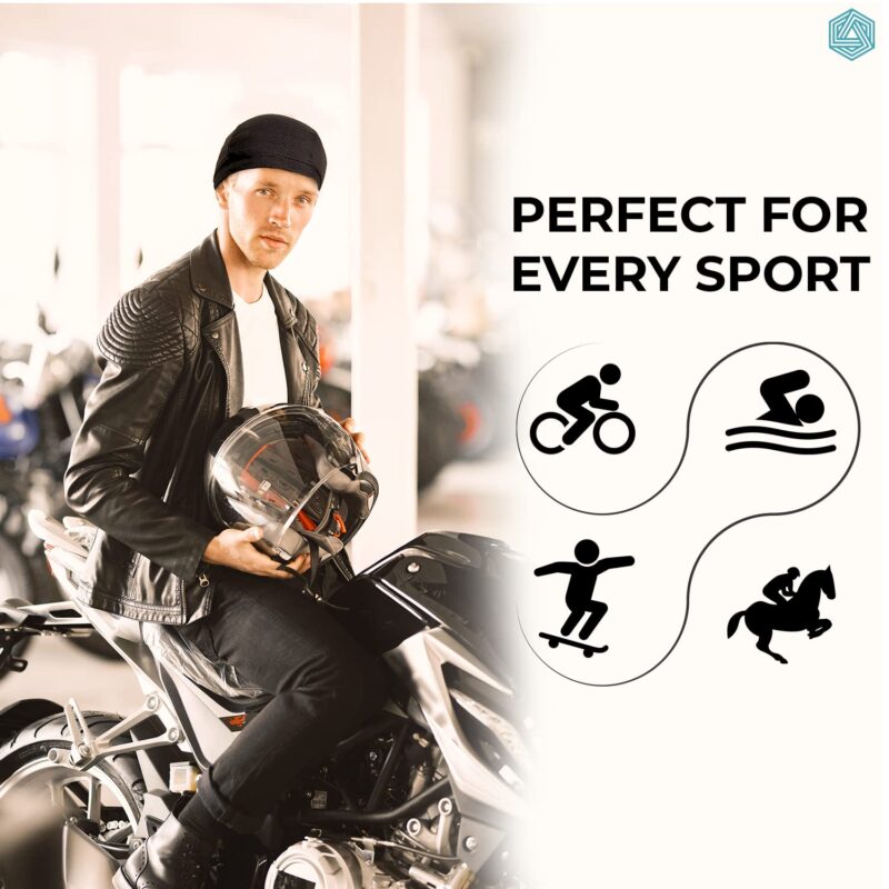 Boldfit Helmet Skull Cap for Men Bike Cotton Head for Man Motorcycle Hair Cover for Bikers Sweat Cooling Toppa for Cycling Gear Accessories for Summer and All Season Boys, Girls & Women - Black - Image 3
