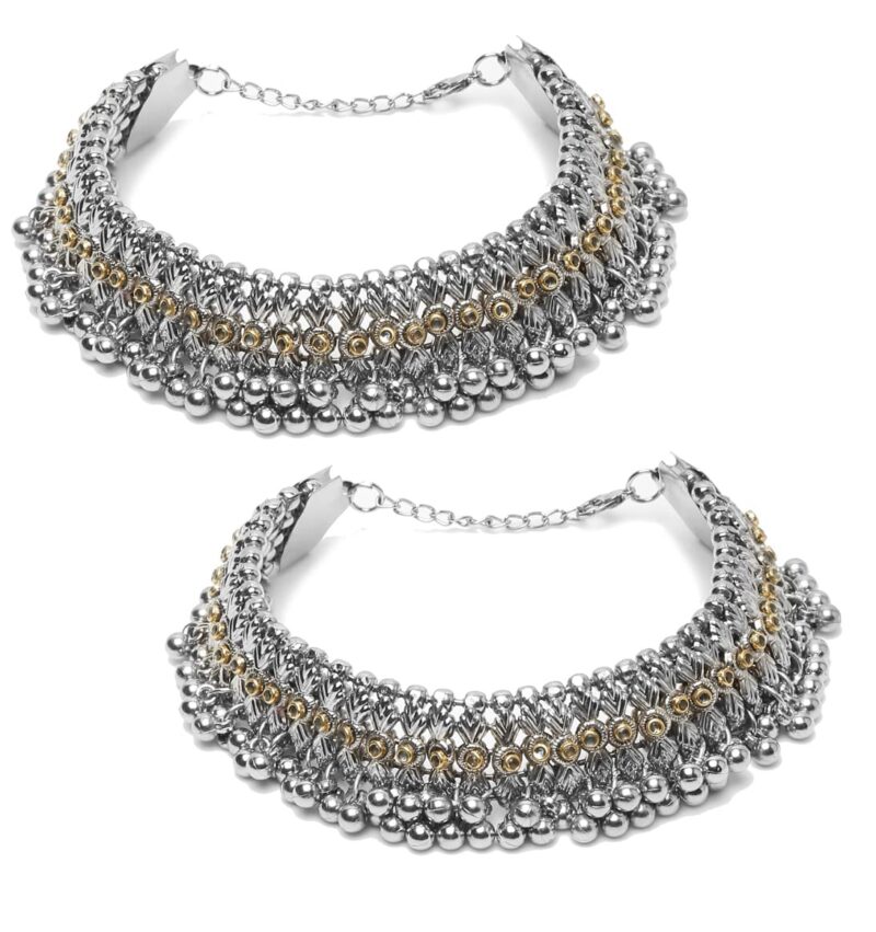 YouBella Jewellery German Silver Plated Stylish Handmade Pure Original Fancy Gifts Anklets for Girls and Women (Style 4)
