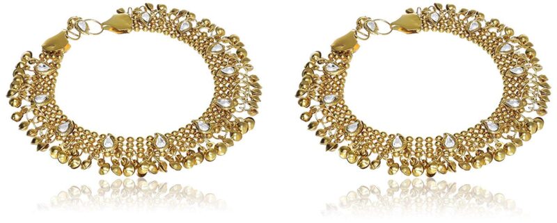 Shining Diva Traditional Jewellery Antique Gold Kundan Payal Anklets For Women and Girls (5634a) - Image 4