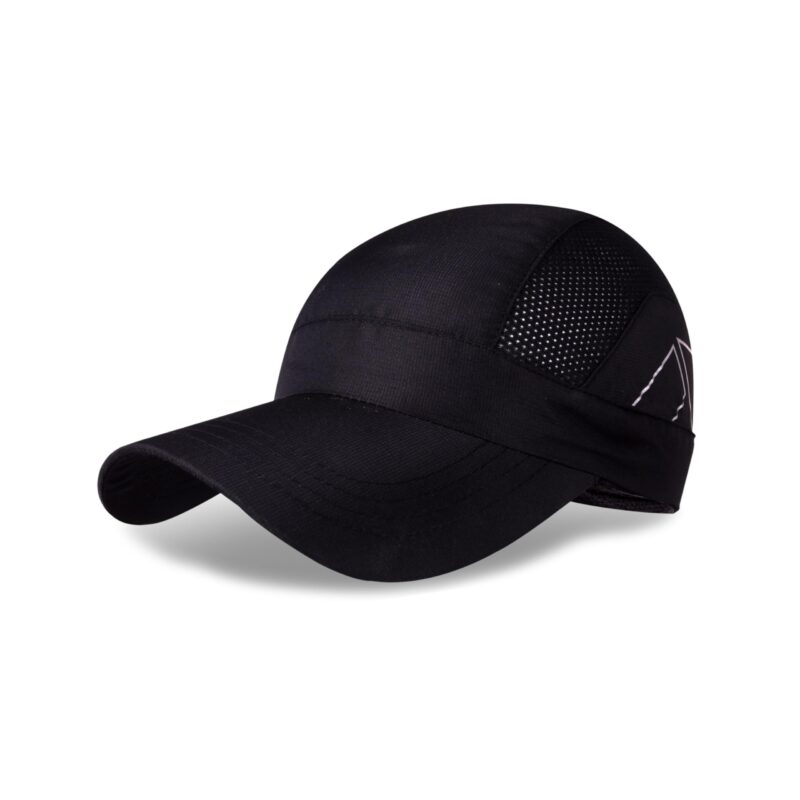 Nivia Aero Unisex Sports Cap, Lightweight Brick Dobby Weave Fabric, Built-in Vent Mesh Zones with Adjustable Strap for Outdoor Sports, Running, Training (Black)