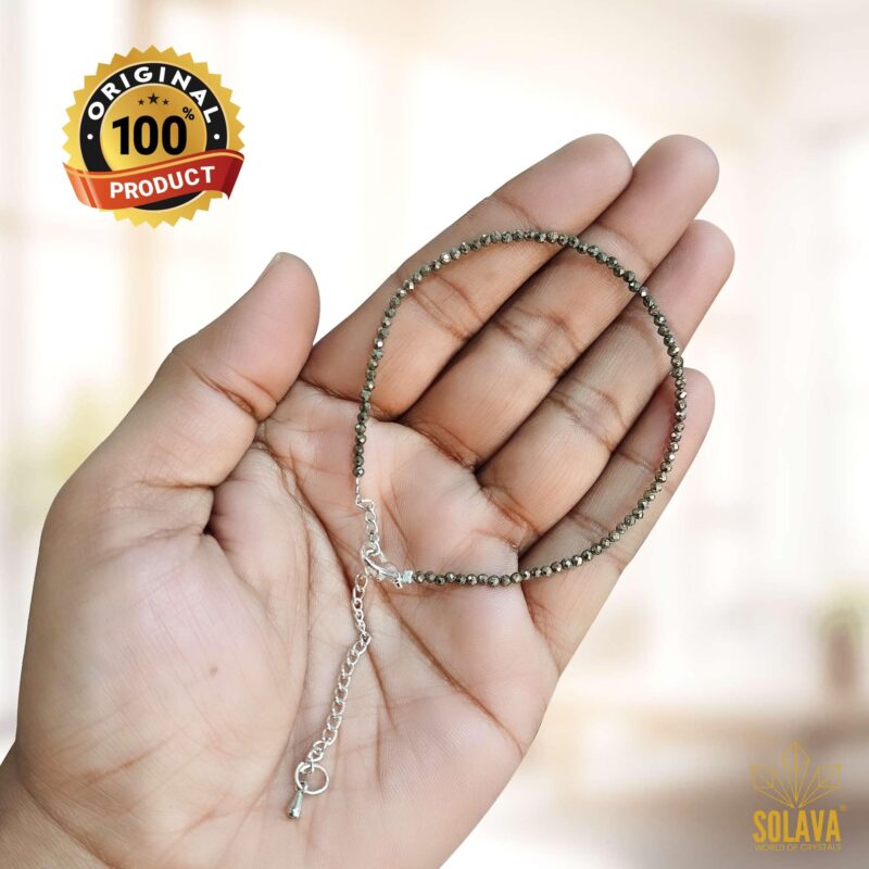 SOLAVA Raw Pyrite Anklet Original Certified | Pyrite Payal for Women | Natural Raw Stone Anklet | Original Crystal Payal for Money and Wealth - Image 9