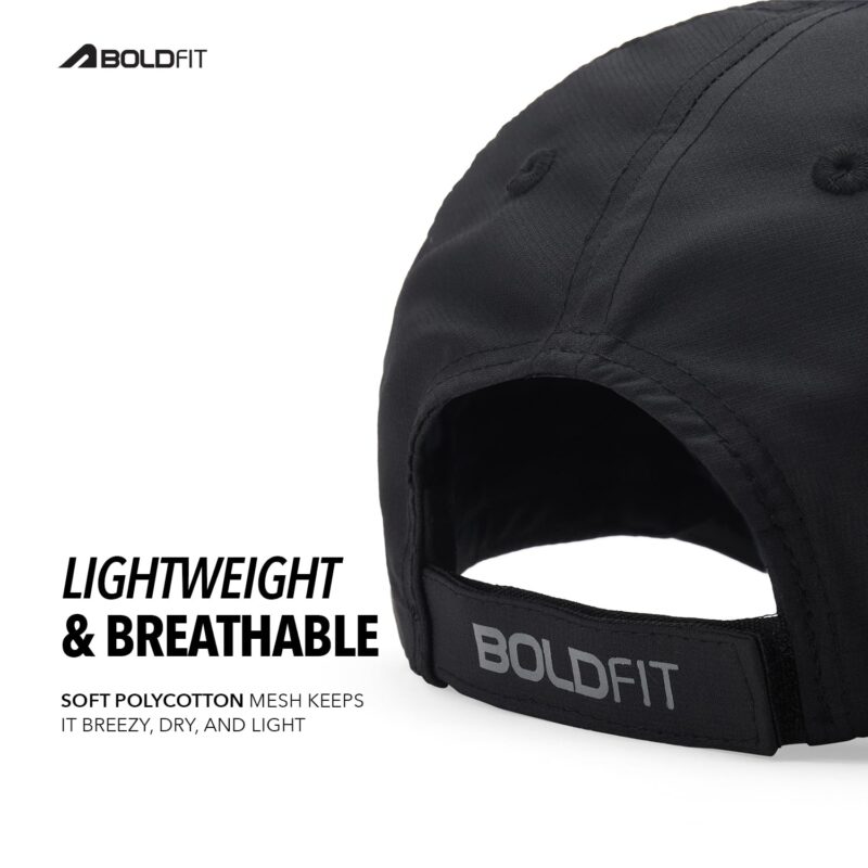 Boldfit Head Caps for Men Unisex Mens Caps with Adjustable Strap in Summer for Men Caps Men for All Sports Cap for Girls caps Gym Caps for Men Women Cap Sports Caps for Men - Black - Image 4