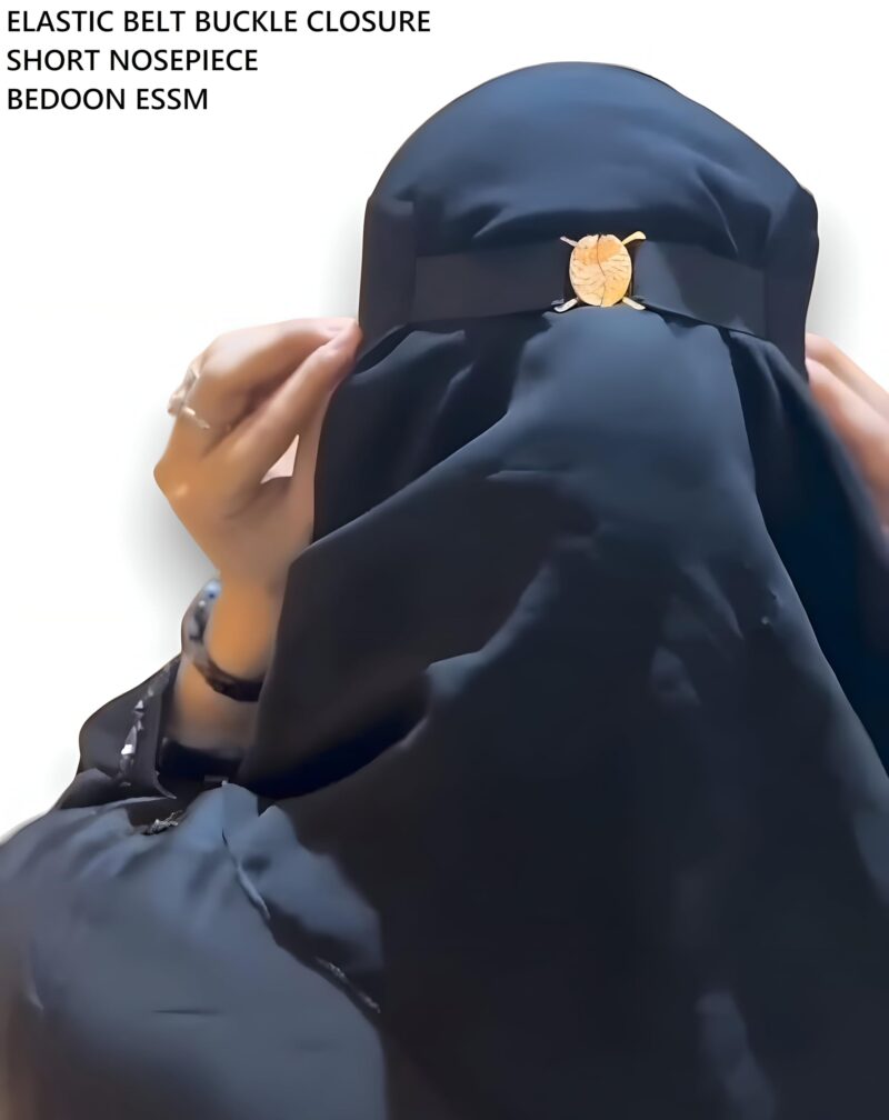 Chiffon Female Elastic Belt Nose Piece Short Nosepiece Hijab For Abaya Dubai For Women Nose Patti Niqab Naqab For Muslim Girls, Black - Image 5