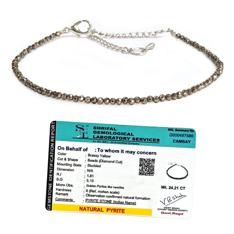 SOLAVA Raw Pyrite Anklet Original Certified | Pyrite Payal for Women | Natural Raw Stone Anklet | Original Crystal Payal for Money and Wealth