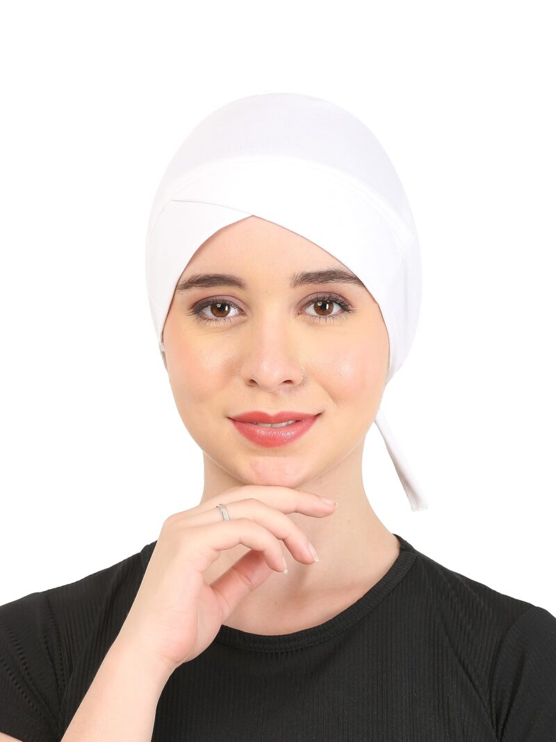 Pack of-2 Turban Design 1 layer Pure Cotton Muslim Women Under Hijab Cap (White & Black)