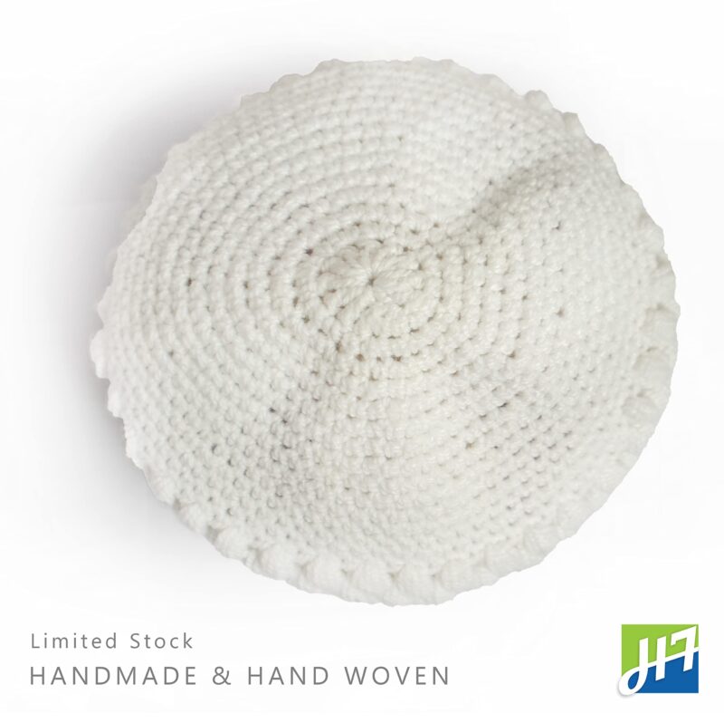 Angoora Style Handwoven Handmade Wool Prayer Cap Namaz Topi for Men Islamic Cap for namaz | Stylish | Pure White - Image 6